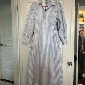Tuckernuck Blue and White Striped Maxi Shirt Dress